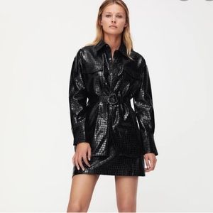 Zara Faux Leather Belted Shirt